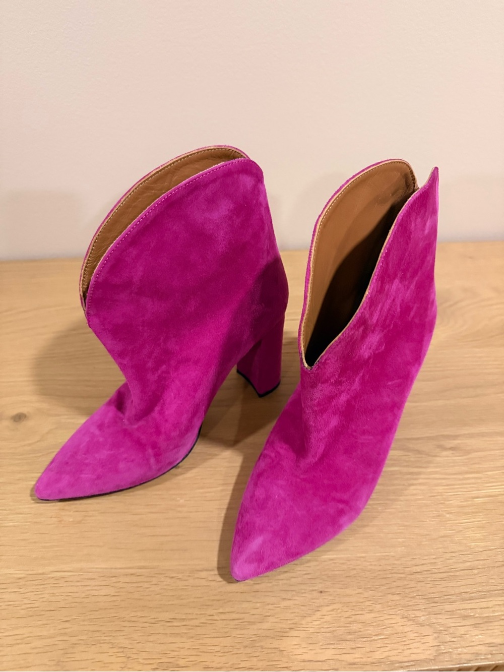 Prada Fuchsia Suede Pointed-Toe Ankle Boots
